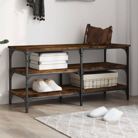 vidaXL Schuhbank Eiche Rauch 100x38,5x49 cm Holz