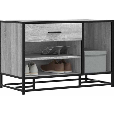 vidaXL Schuhbank Grau Sonoma 80x40x53,5 cm Holzwerkstoff und Metall