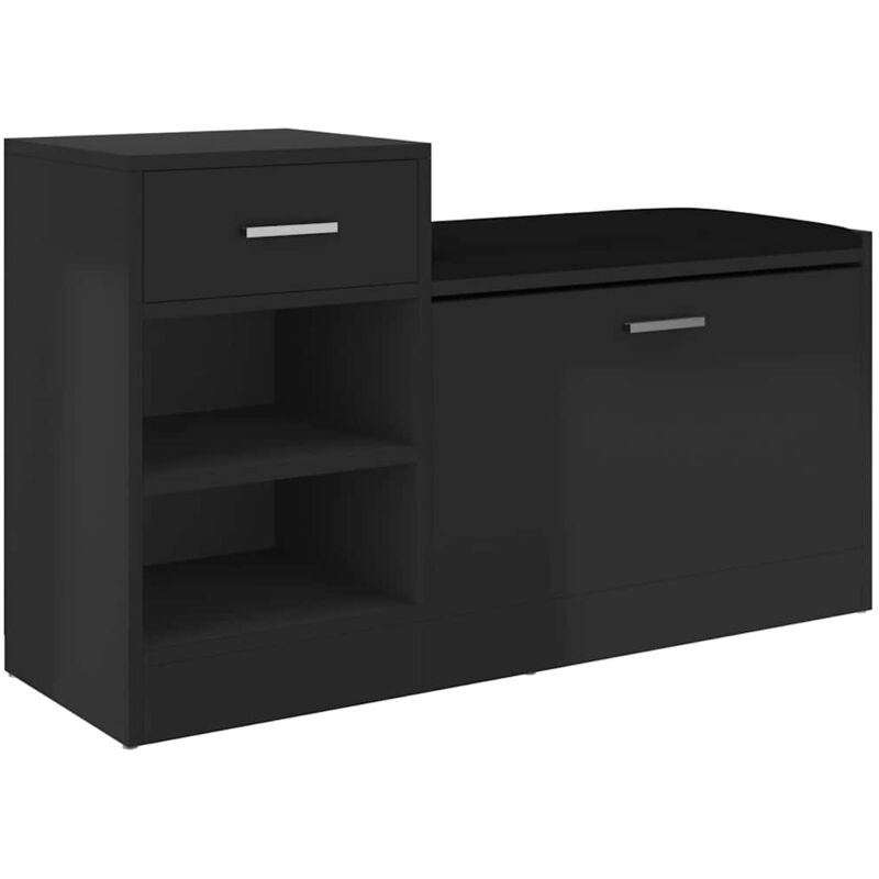 Schuhbank Hochglanz-schwarz 94, 5x31x57 Cm Holzwerkstoff - Vidaxl