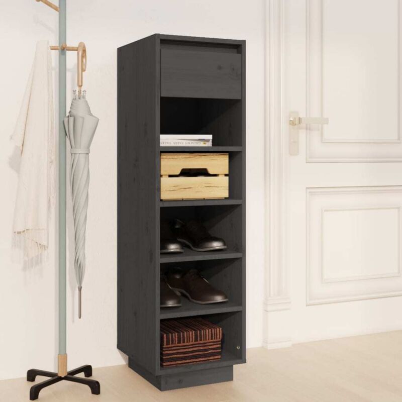 Schuhregal Grau 30x34x105 Cm Massivholz Kiefer - Vidaxl