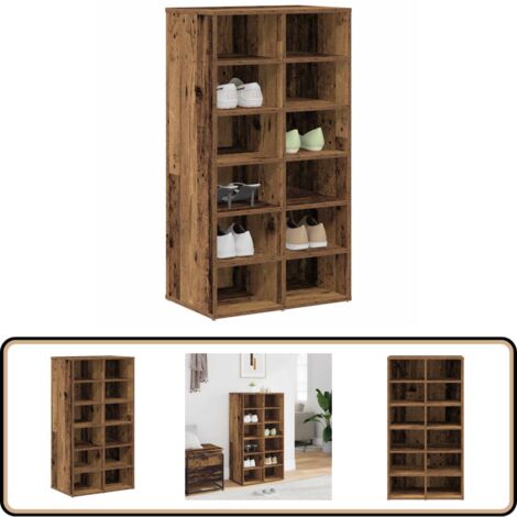 vidaXL Schuhregal Altholz-Optik 54x34x100,5 cm Holzwerkstoff
