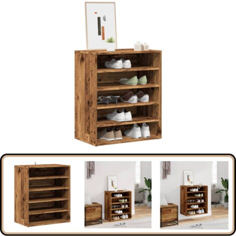 vidaXL Schuhregal Altholz-Optik 60x35x70 cm Holzwerkstoff