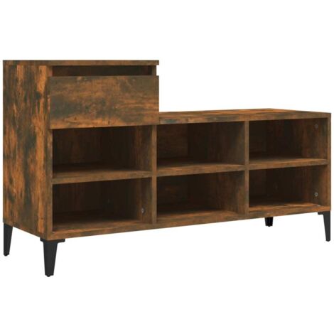 vidaXL Schuhregal Räuchereiche 102x36x60 cm Holzwerkstoff