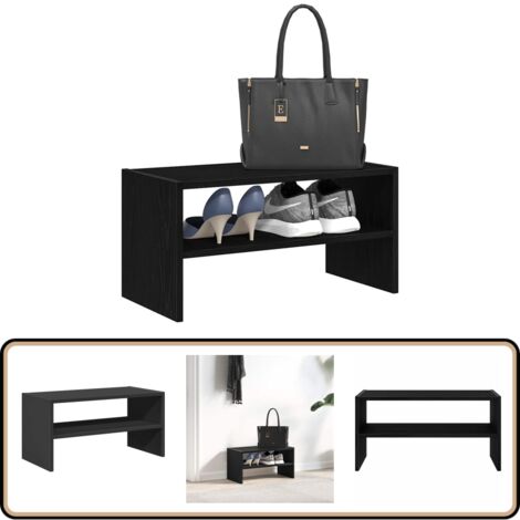 vidaXL Schuhregal Stapelbar Schwarze Eiche 60x30x30,5 cm