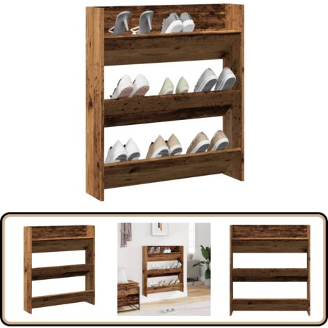 vidaXL Schuhregal Wandmontage Altholz-Optik 80x18x90 cm Holzwerkstoff
