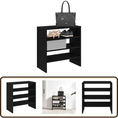 vidaXL Schuhregale 2 Stück stapelbar Schwarze Eiche 60x30x30,5 cm