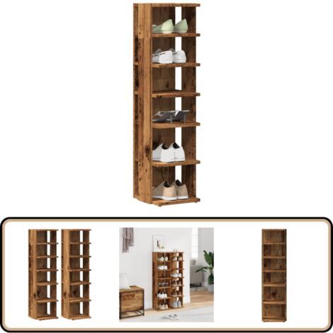 vidaXL Schuhschränke 2 Stk. Altholz-Optik 28x27x102 cm Holzwerkstoff