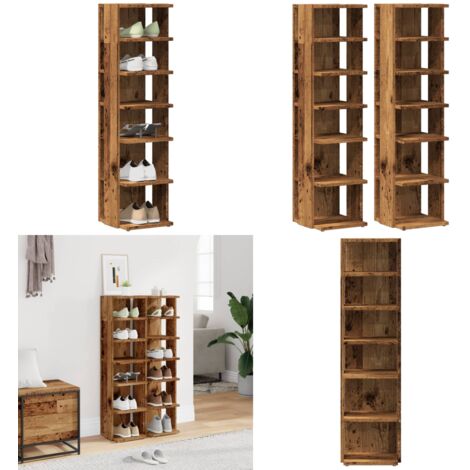 vidaXL Schuhschränke 2 Stk. Altholz-Optik 28x27x102 cm Holzwerkstoff