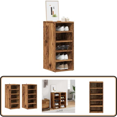 vidaXL Schuhschränke 2 Stk. Altholz-Optik 32x35x70 cm Holzwerkstoff