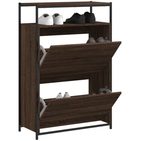 vidaXL Schuhschrank Braun Eichen-Optik 75x34x112 cm Holzwerkstoff
