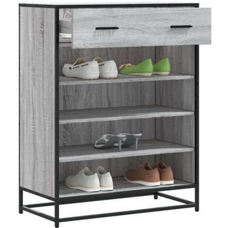 vidaXL Schuhschrank Grau Sonoma 75x38x97,5 cm Holzwerkstoff Metall