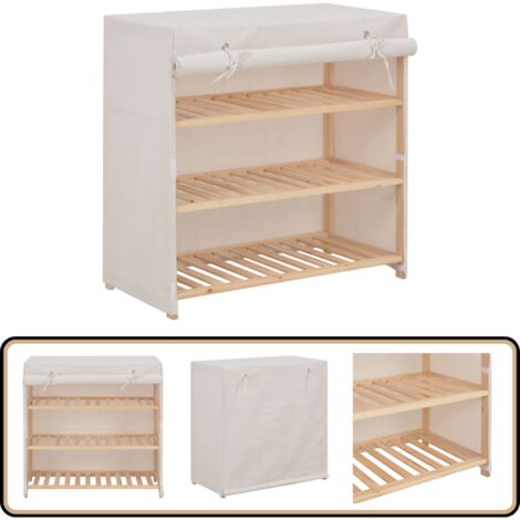 vidaXL Schuhschrank mit Abdeckung Weiß 79 x 40 x 80 cm Stoff