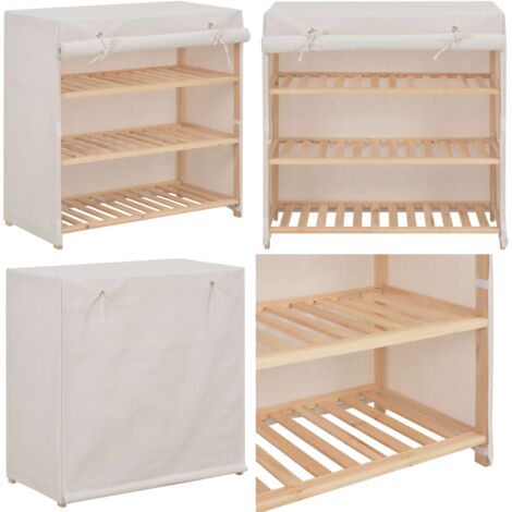vidaXL Schuhschrank mit Abdeckung Weiß 79 x 40 x 80 cm Stoff