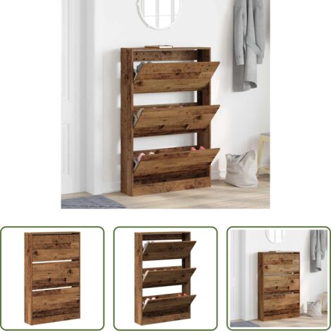 vidaXL Schuhschrank mit Regal -  Schuhschrank mit Regal Altholz 80 x 21 x 125,5 cm Holzwerkstoff