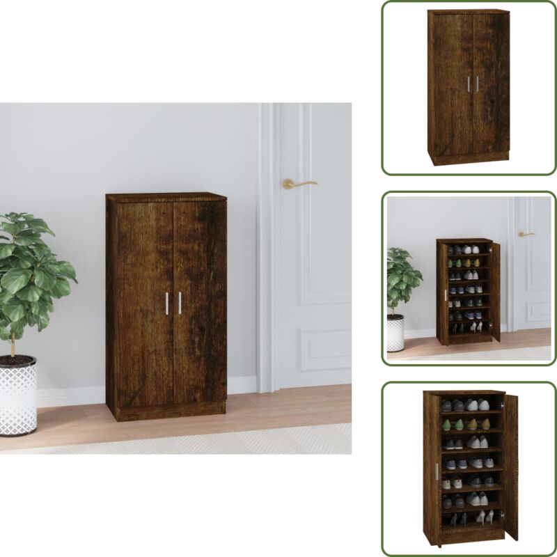 Vidaxl Schuhschrank Räuchereiche 55x35x108 Cm Holzwerkstoff