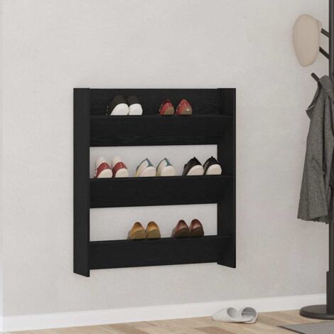 vidaXL Schuhschrank Schwarz Eiche 80x18x90 cm Holzwerkstoff
