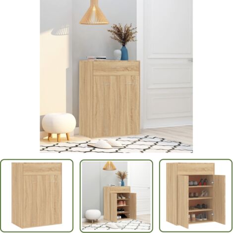 vidaXL Schuhschrank Sonoma-Eiche 60x35x84 cm aus Spanplatte