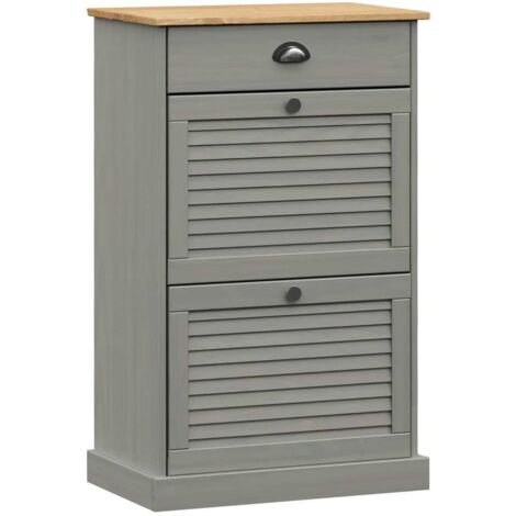 vidaXL Schuhschrank VIGO 60x35x96 cm Grau Massivholz Kiefer