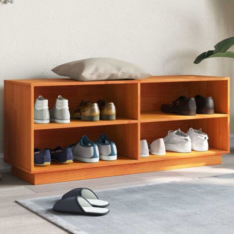 vidaXL Schuhschrank Wachs Braun 110x34x45 cm Massivholz Kiefer