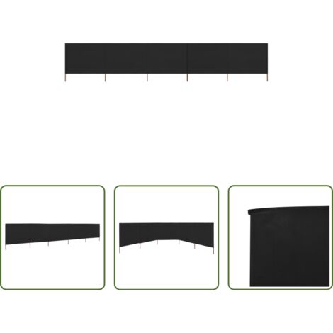 vidaXL Schutz vor Wind -  5-teiliges Windschutzgewebe 600 x 120 cm Schwarz