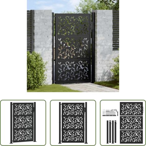 vidaXL Schwarz -  Gartentor Schwarz 100x150 cm Stahlblatt-Design