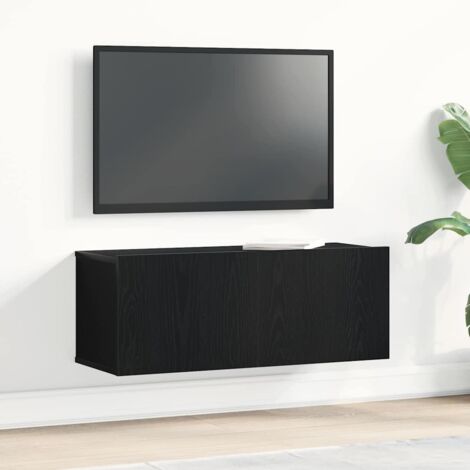 vidaXL Schwarzer Eichen Fernsehtisch 80x30x30 cm aus Spanplatte