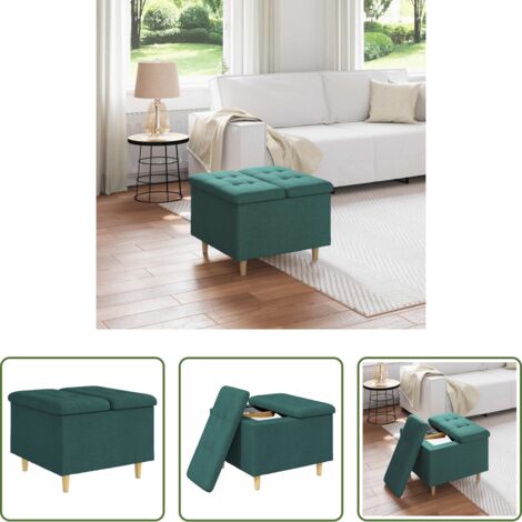 vidaXL Scomparto di stoccaggio -  Pouf contenitore Verde Scuro 60 x 60 x 45 cm Tessuto