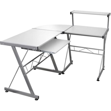 vidaXL Scrivania Computer Angolare Bianca 132x112x99 Legno Multistrato