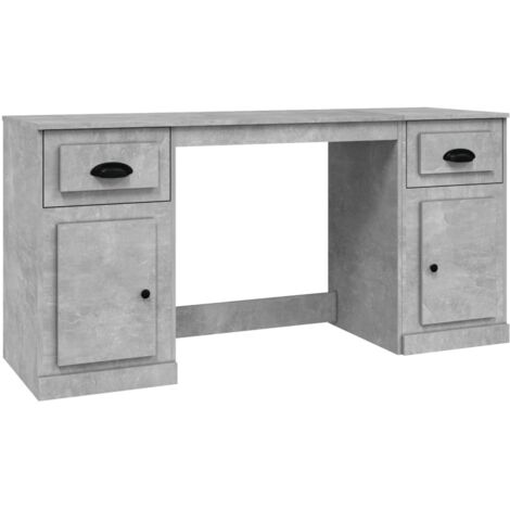 vidaXL Scrivania con Armadietto Grigio Cemento in Legno Multistrato