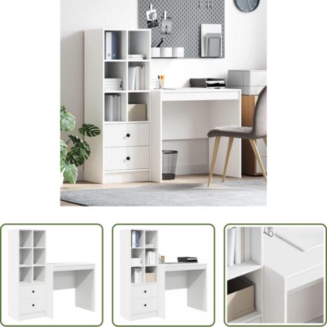 vidaXL Scrivania con cassetti -  Scrivania con cassetto 2 pcs Bianco