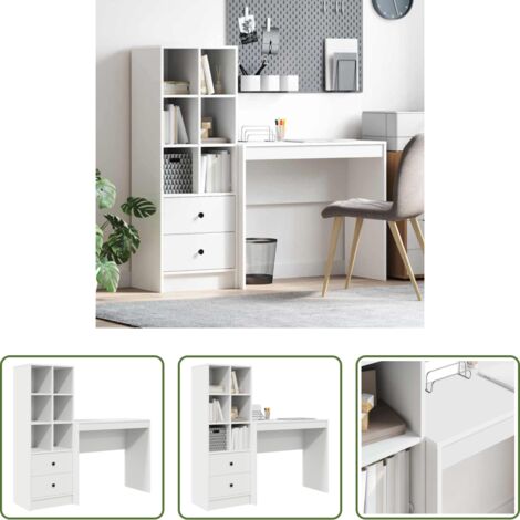 vidaXL Scrivania con cassetti -  Scrivania con cassetto 2 pcs Bianco