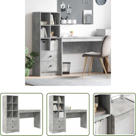 vidaXL Scrivania con cassetti -  Scrivania con cassetto 2 pcs Grigio cemento