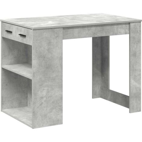 vidaXL Scrivania con Cassetto Ripiano Grigio Cemento Legno Multistrato