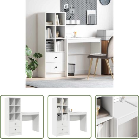 vidaXL Scrivania con cassetto -  Scrivania con cassetto 2 pcs Bianco