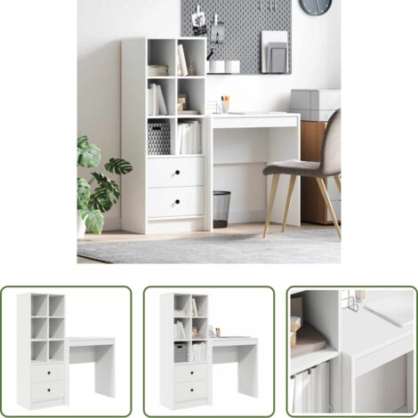vidaXL Scrivania con cassetto -  Scrivania con cassetto 2 pcs Bianco