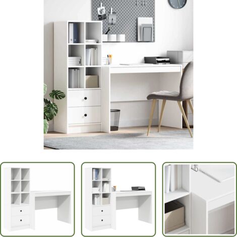 vidaXL Scrivania con cassetto -  Scrivania con cassetto 2 pcs Bianco