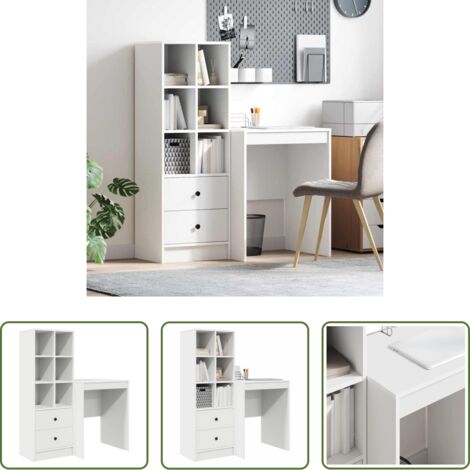 vidaXL Scrivania con cassetto -  Scrivania con cassetto 2 pcs Bianco