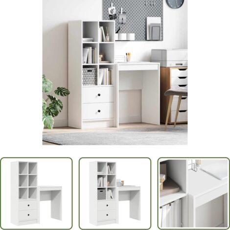 vidaXL Scrivania con cassetto -  Scrivania con cassetto 2 pcs Bianco