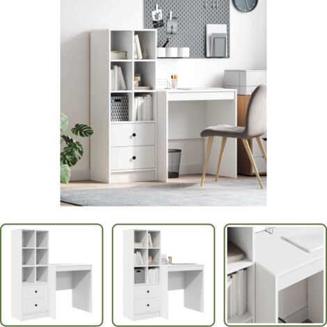 vidaXL Scrivania con cassetto -  Scrivania con cassetto 2 pcs Bianco