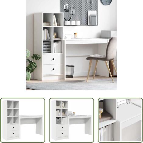 vidaXL Scrivania con cassetto -  Scrivania con cassetto 2 pcs Bianco