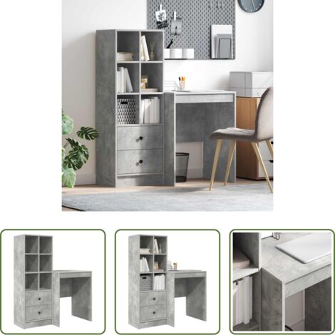 vidaXL Scrivania con cassetto -  Scrivania con cassetto 2 pcs Grigio cemento