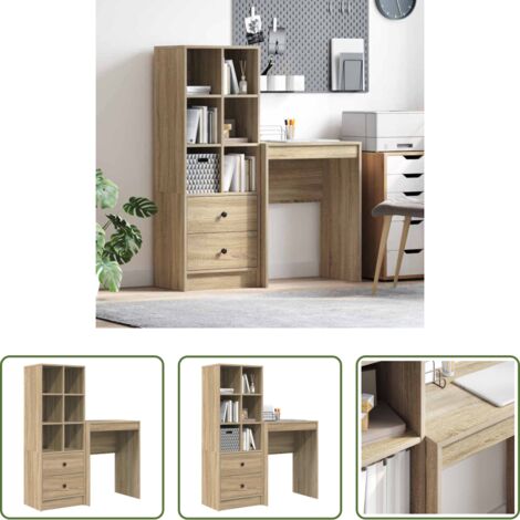 vidaXL Scrivania con cassetto -  Scrivania con cassetto 2 pcs Rovere Sonoma