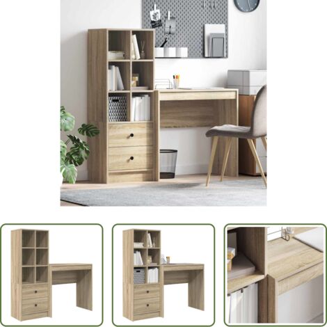 vidaXL Scrivania con cassetto -  Scrivania con cassetto 2 pcs Rovere Sonoma