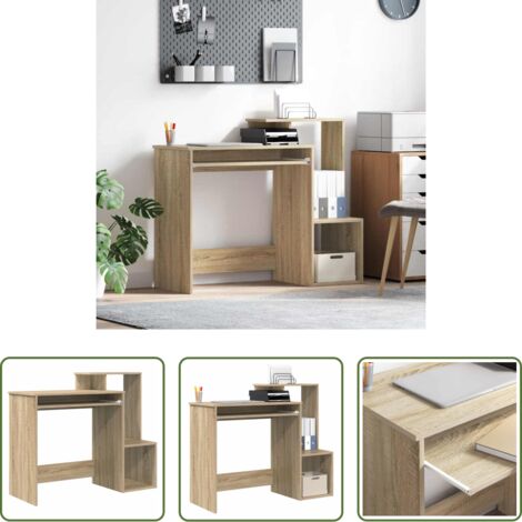 vidaXL Scrivania con mensole -  Scrivania Rovere Sonoma 106 x 41 x 88.5 cm Legno multistrato