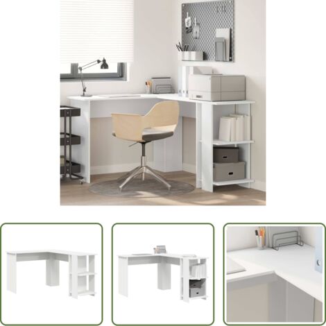 vidaXL Scrivania con scaffali -  Scrivania ad angolo con lo scaffale Bianco 140 x 113,5 x 75 cm