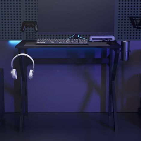 vidaXL Scrivania da Gaming con Gambe a K Nera 90x60x75 cm