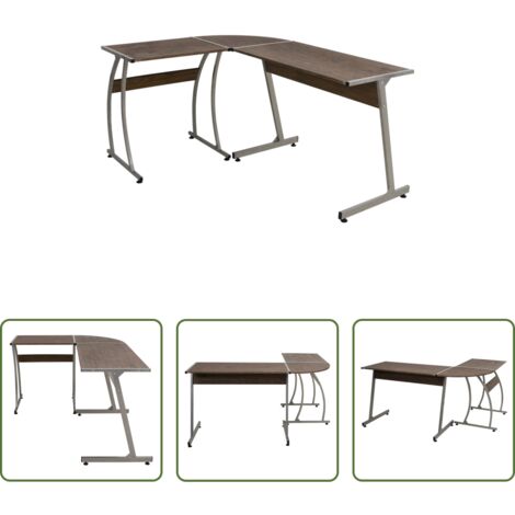 vidaXL Scrivania da studio - Scrivania ad Angolo Marrone in Legno Multistrato