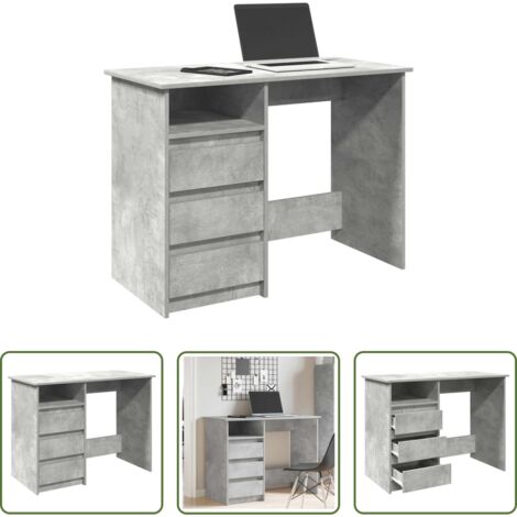 vidaXL Scrivania da studio -  Scrivania Grigio Cemento 102x50x75 cm in Legno Multistrato