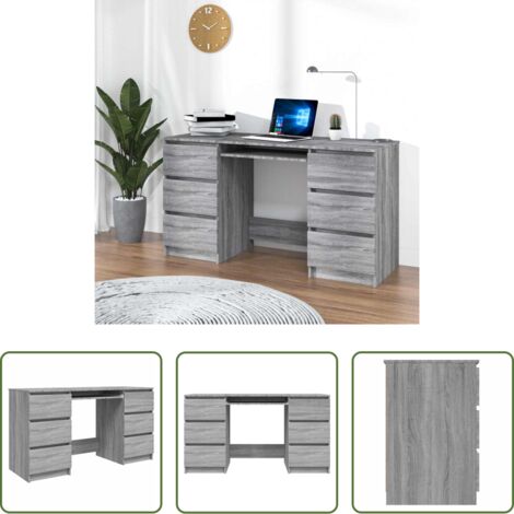vidaXL Scrivania da ufficio -  Scrivania Grigio Sonoma 140x50x77 cm in Legno Multistrato