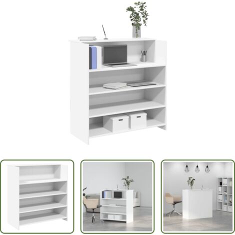 vidaXL Scrivania da ufficio -  Scrivania per Reception Bianca 100x50x103,5 cm in Legno Massello